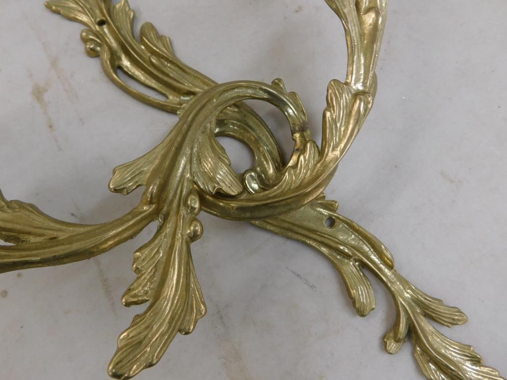 Pair of Brass 2 Light Candle Sconces - Each 16" x 14" x 5.5" - 6