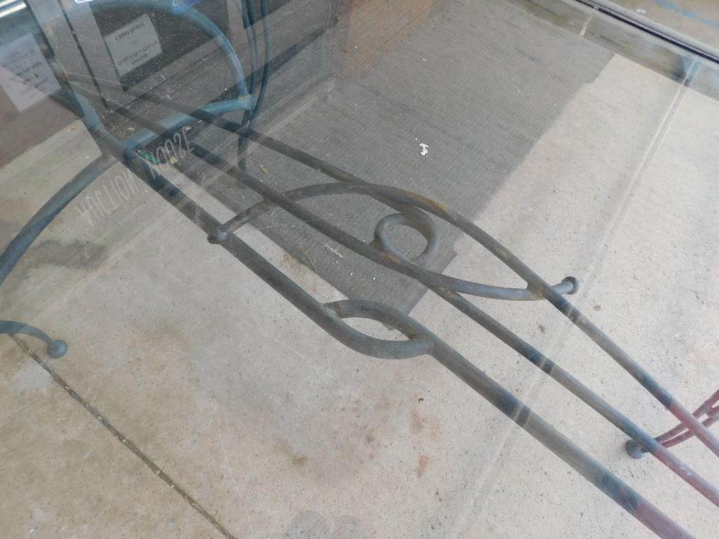 Glass Top Patio Dining Table with Wrought Iron Base - 26.5" x 77" x 43" - 4