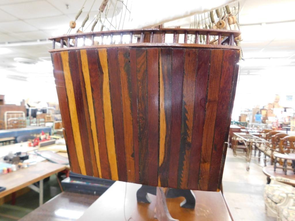 Detailed Wood Ship Model with Sails - 45"x 48" x 10" - 10