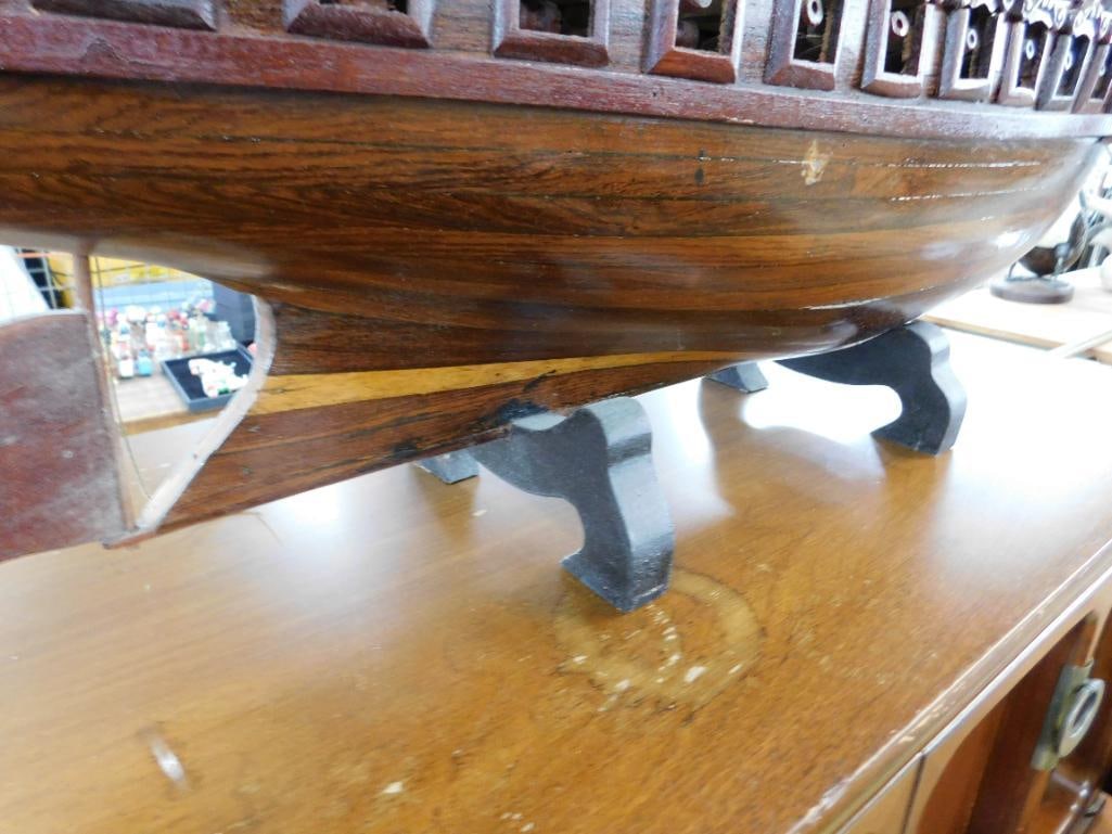 Detailed Wood Ship Model with Sails - 45"x 48" x 10" - 14