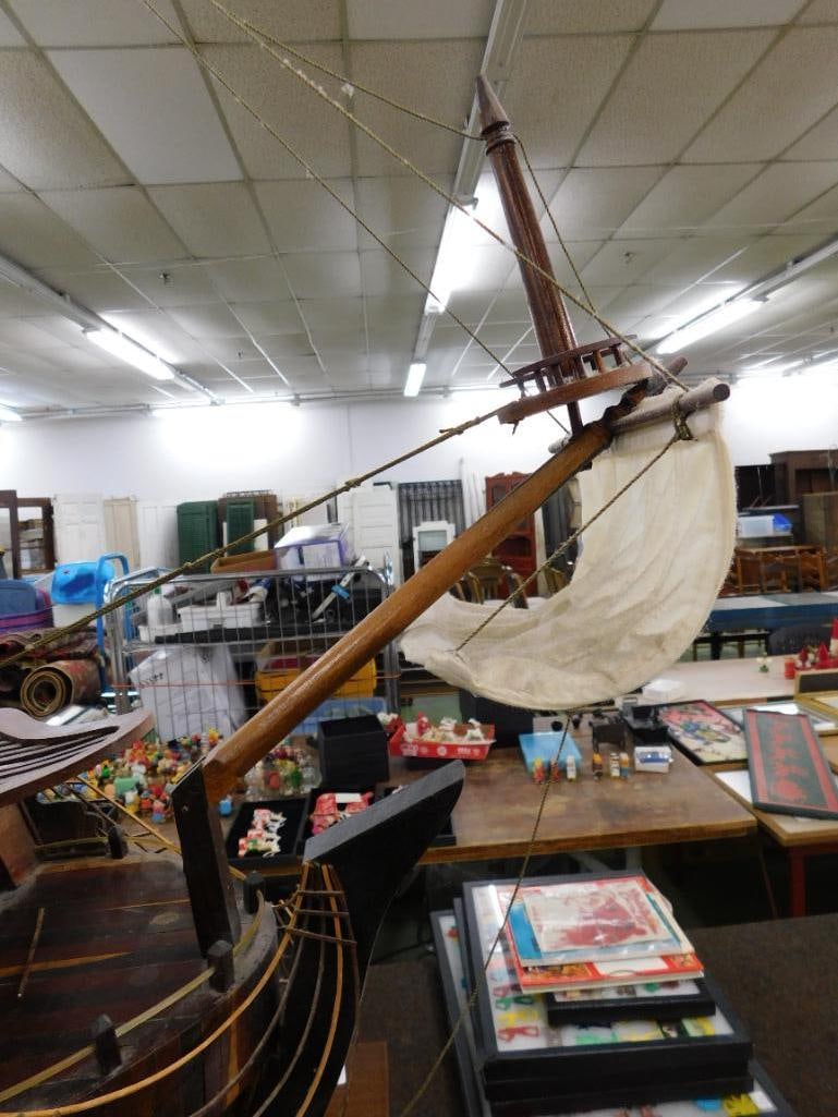 Detailed Wood Ship Model with Sails - 45"x 48" x 10" - 6