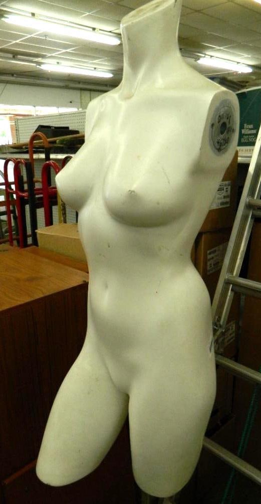 Female Mannequin with Stand - No Arms or Legs - 73" x 14" x 12": See Photos For Condition and Details