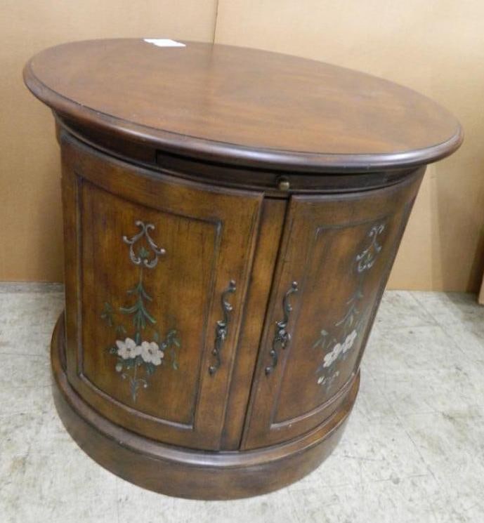 Round End Table - 2 Painted Doors - 26" x 28": See Photos For Condition and Details