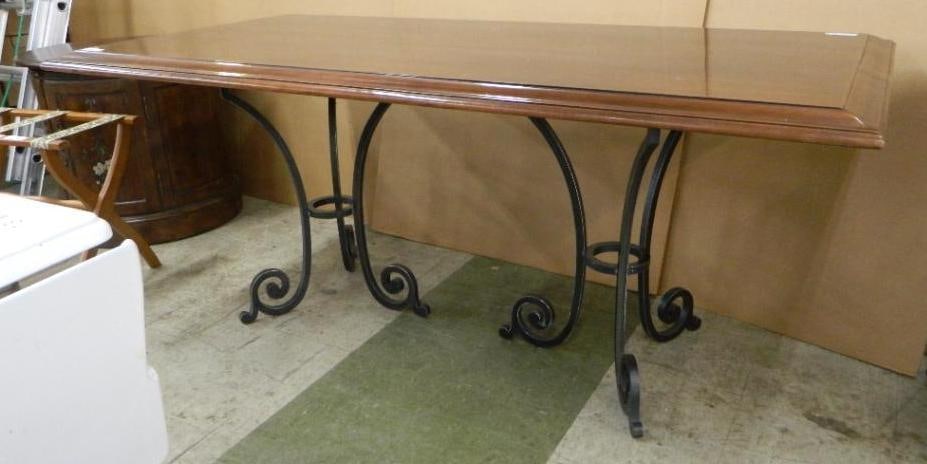 Dining Table with Wrought Iron Base - 30.5" 71.5" x 36" (1 of 4)