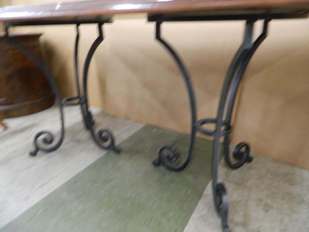 Dining Table with Wrought Iron Base - 30.5" 71.5" x 36" - 2