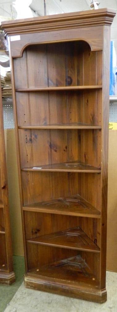 Corner Wood Book Shelf - 78" x 27" x 14": See Photos For Condition and Details