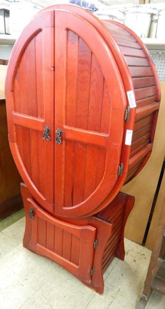 Modern Shaped Wine Cabinet - Wood - 62" x 31.5" x 17": See Photos For Condition and Details