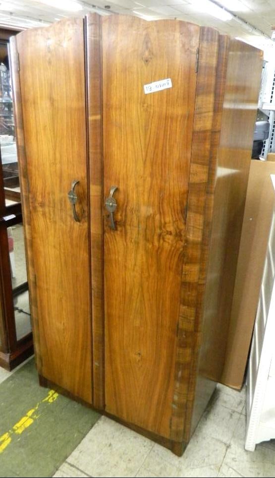Veneered Art Deco Wardrobe - 71" x 36" x 21": See Photos For Condition and Details