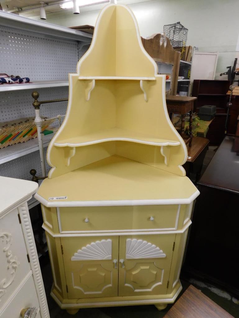 Painted Corner Cabinet - 1 Drawer 2 Doors - 78" x 36" x 26" - 8