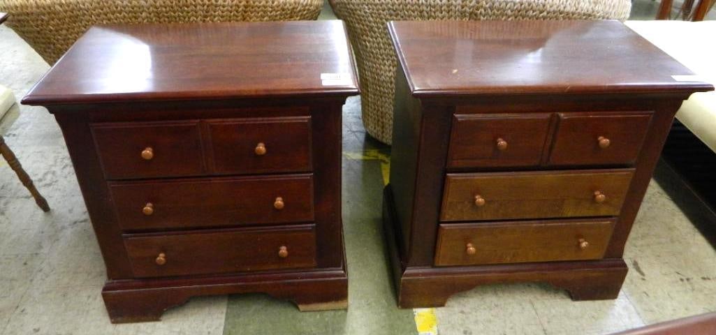 Pair of Sumter Furniture 3 Drawer Night Stands - Each 29.5" x 28" x 17": See Photos For Condition and Details