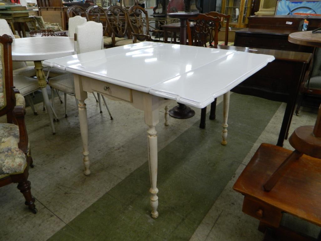 Mutschle Enameled Top Drop Side Kitchen Table with 1 Drawer - 31" x 45" x 40" - 2