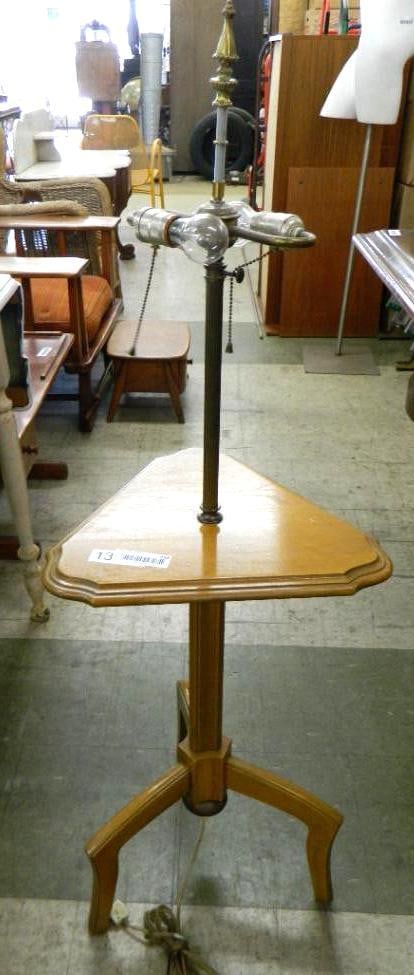 Three Legged MCM Wood Table Floor Lamp - 47" x 16" x 15": See Photos For Condition and Details
