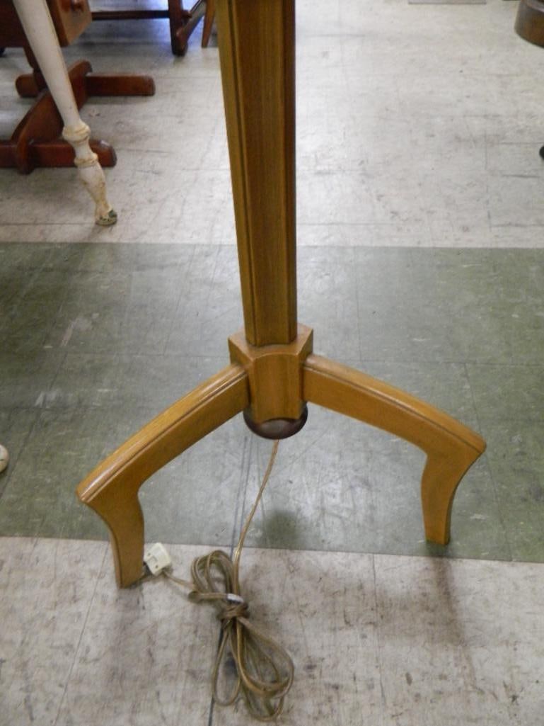 Three Legged MCM Wood Table Floor Lamp - 47" x 16" x 15" - 2