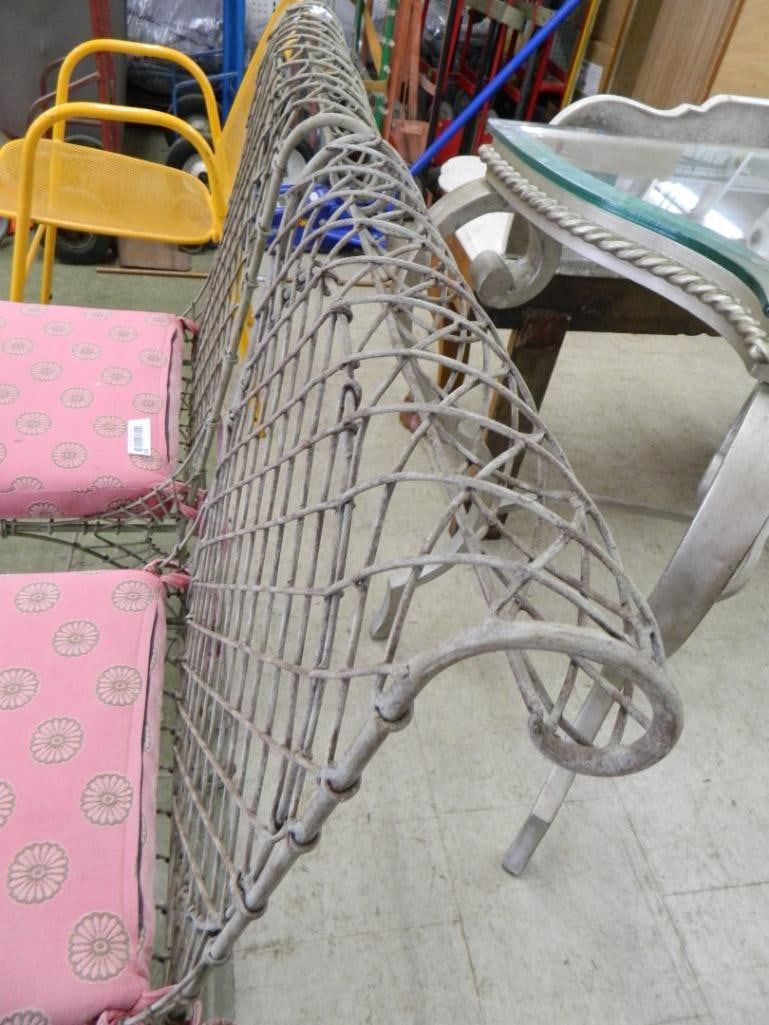 Pair of Wrought Iron Side Chairs with Cushions - Each 36" x 20" x 22" - 2