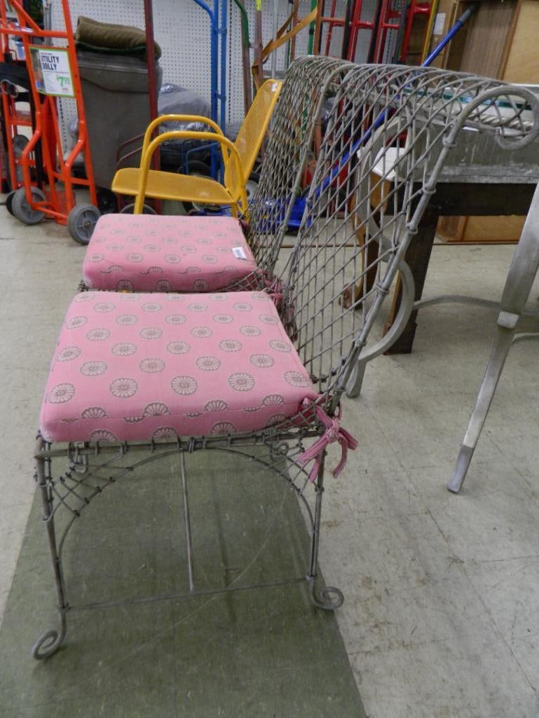 Pair of Wrought Iron Side Chairs with Cushions - Each 36" x 20" x 22" - 3
