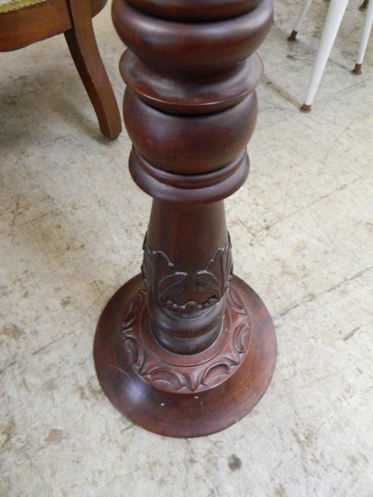 Plant / Candle Stand - Carved Base - Turned Stem - 40" x 11.5" - 2