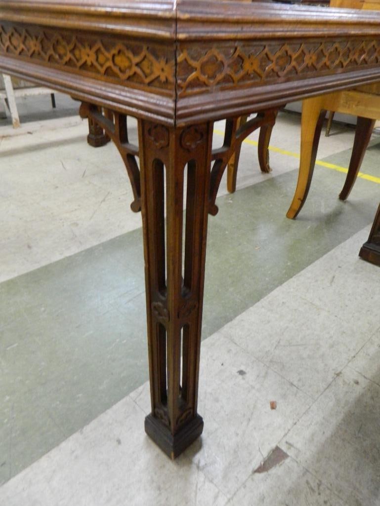 Glass Top Chinese Themed Dining Table - 30" x 73" x 43" - 2