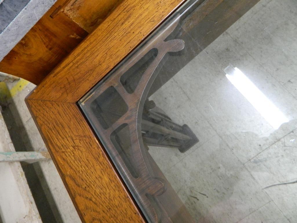 Glass Top Chinese Themed Dining Table - 30" x 73" x 43" - 3