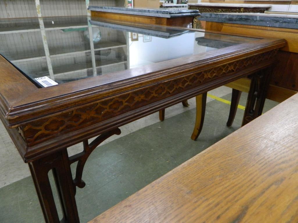Glass Top Chinese Themed Dining Table - 30" x 73" x 43" - 4