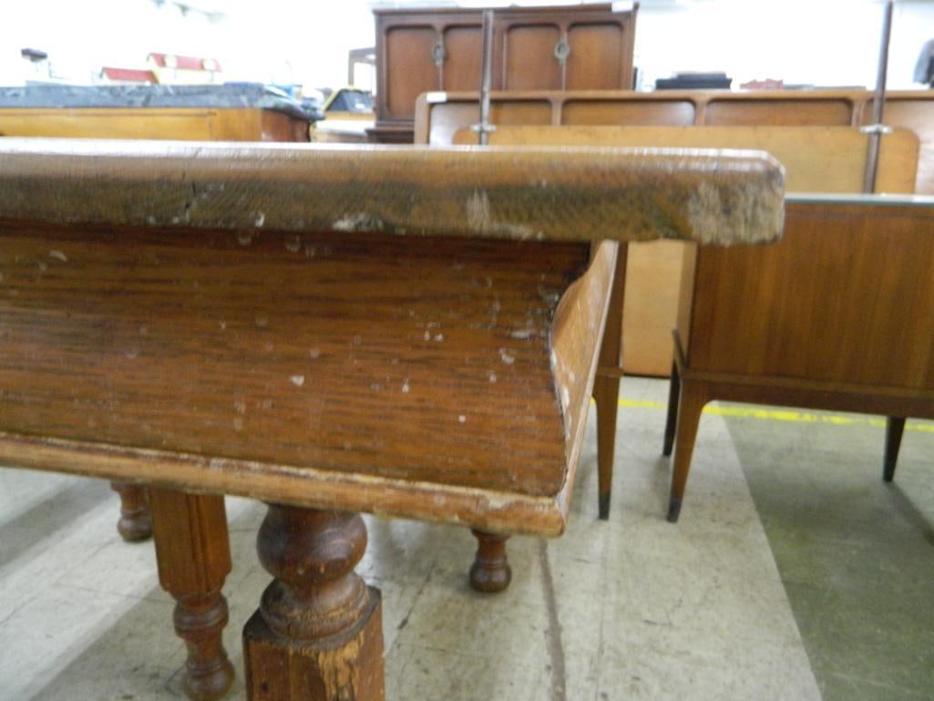 Oak Square Table - 5 Legs - No Leaves - 29" x 44" x 44" - 4