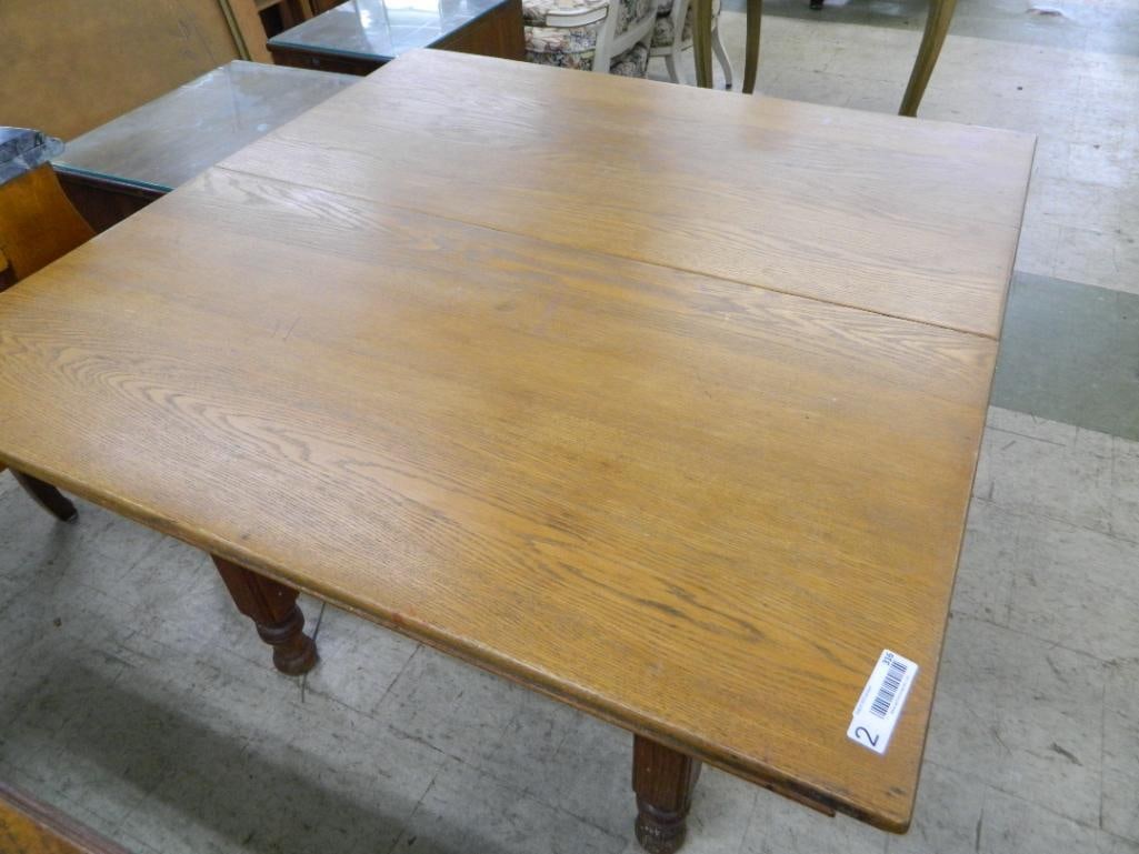 Oak Square Table - 5 Legs - No Leaves - 29" x 44" x 44" - 5