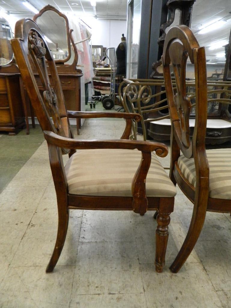 4 Shield Back Dining Chairs - 2 Arm 2 Side - Each 41" x 23.5" x 21" - 3