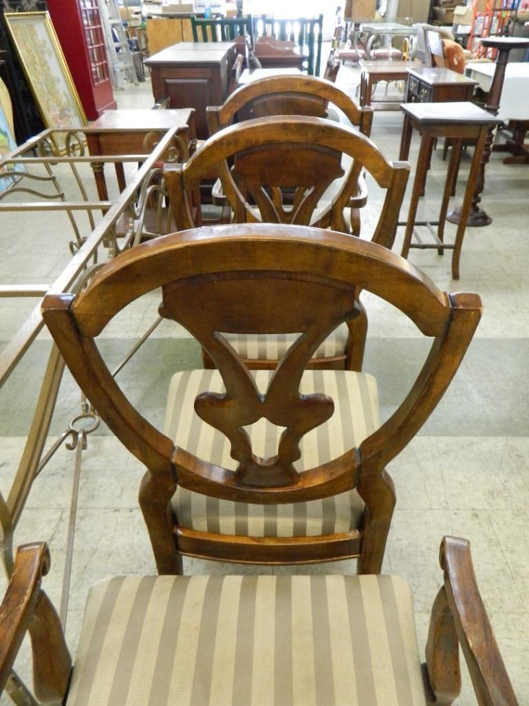 4 Shield Back Dining Chairs - 2 Arm 2 Side - Each 41" x 23.5" x 21" - 4