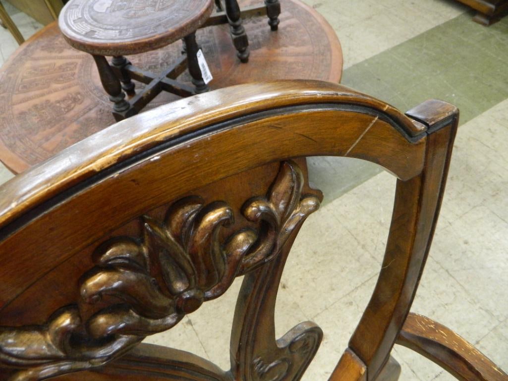 4 Shield Back Dining Chairs - 2 Arm 2 Side - Each 41" x 23.5" x 21" - 7