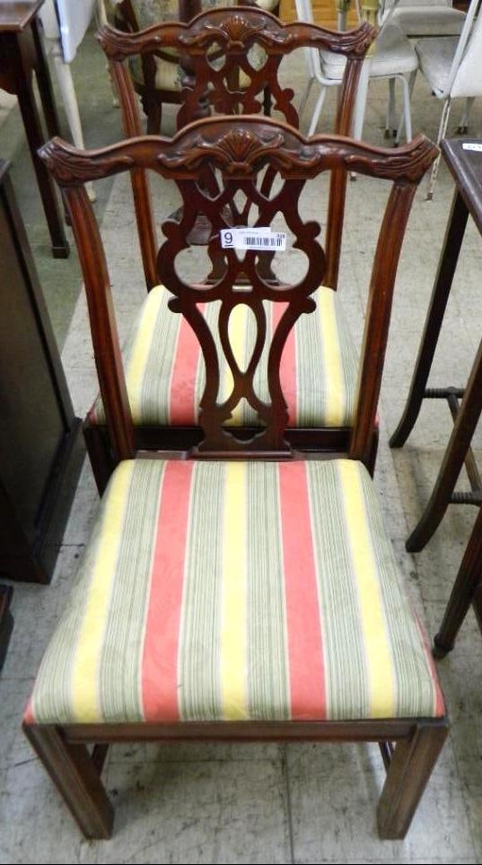 Pair of Vintage Upholstered Side Chairs - Each 38" x 20.5" x 20": See Photos For Condition and Details