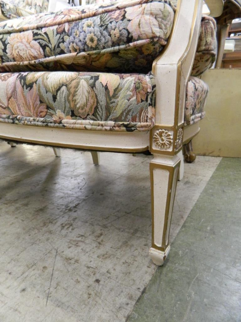 Pair of Upholstered French Provincial Arm Chairs - Each 30" x 24" x 21" - 4