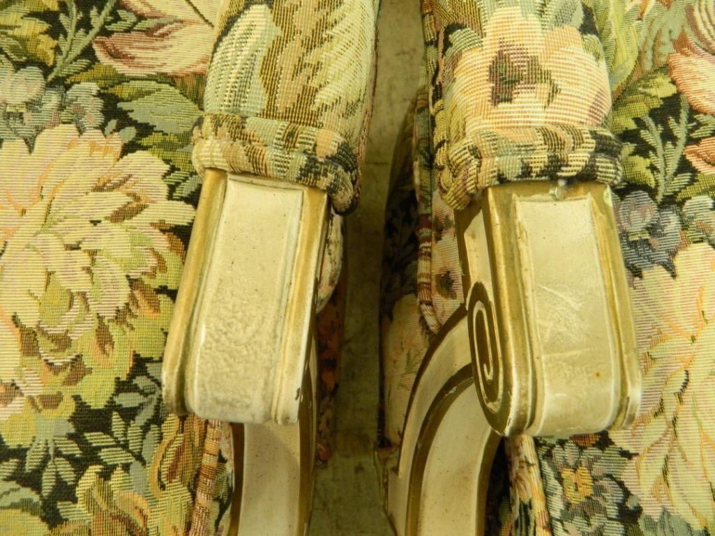 Pair of Upholstered French Provincial Arm Chairs - Each 30" x 24" x 21" - 6
