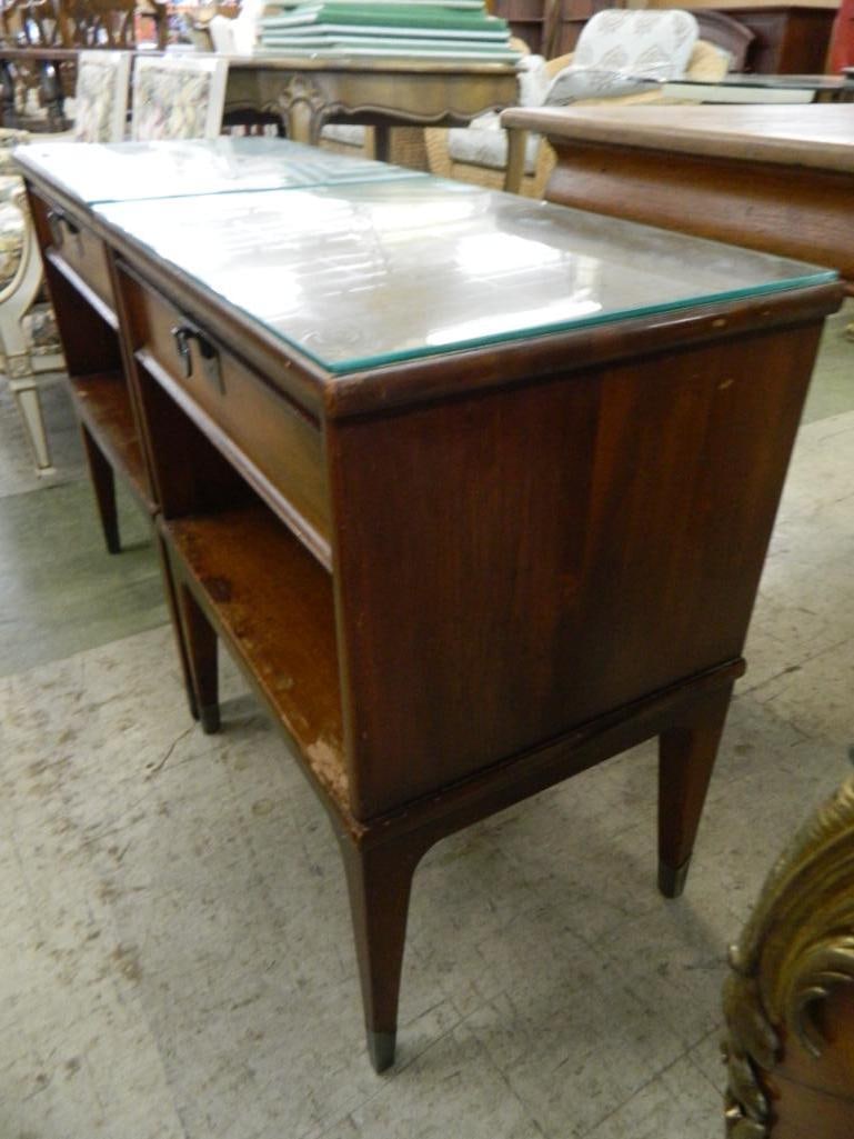 Pair of White Furniture Co. MCM Mid Century 1 Drawer Night Stands - Each 26" x 21" x 15" - 3