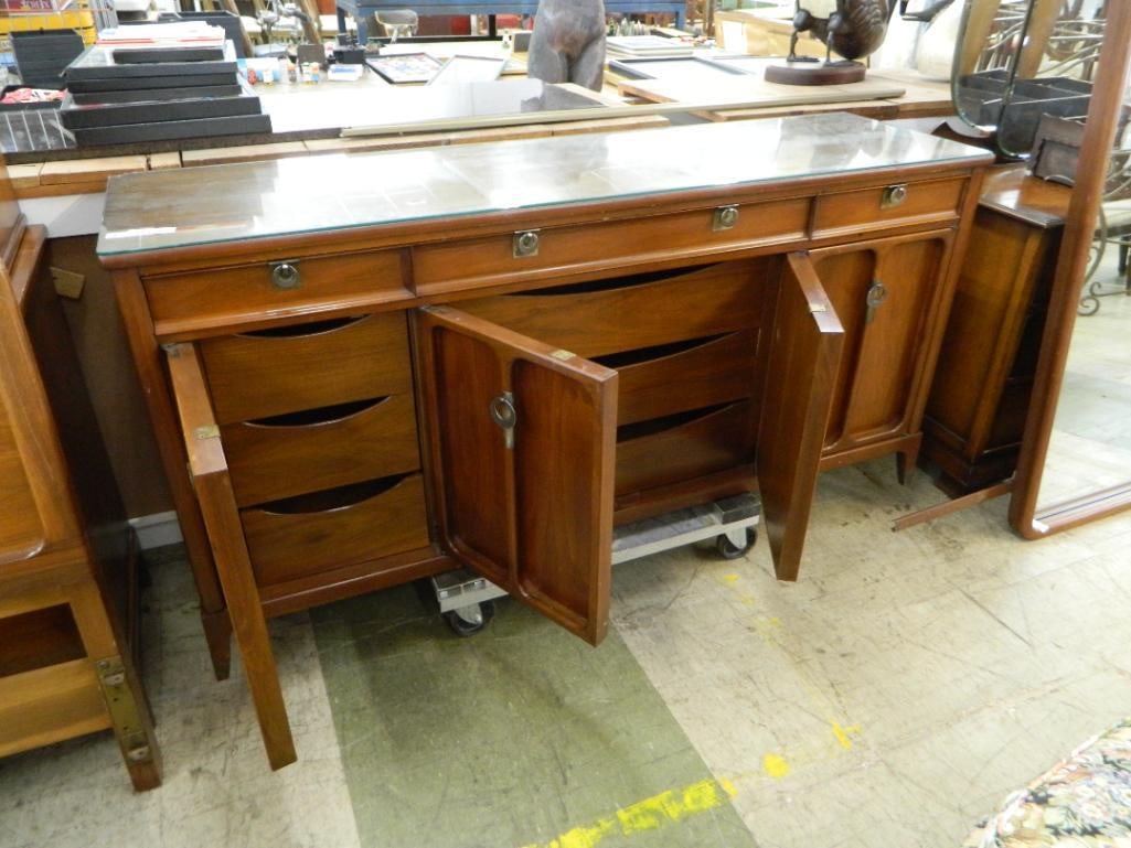 White Furniture Co. MCM Mid Century - 3 Drawer 4 Door Long Dresser - 33.5" x 66.5" x 19" - 4