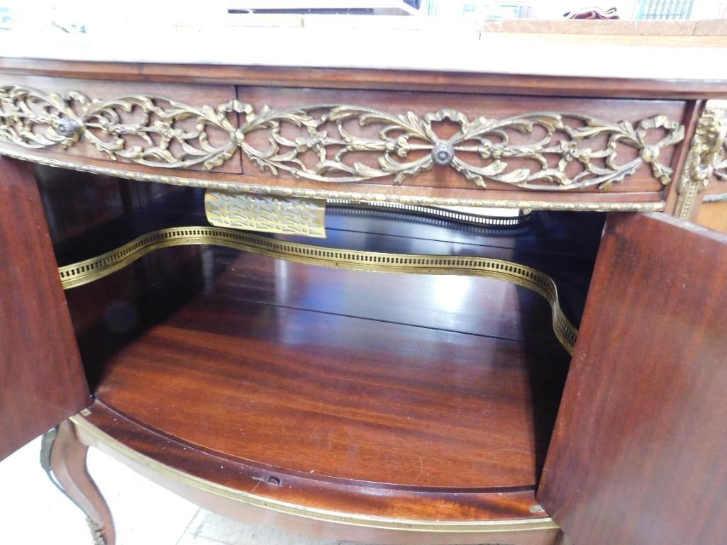 Louis XV Style French Accented Lighted Bar Cabinet - Hand Painted - 35" x 42" x 19.5" - 10