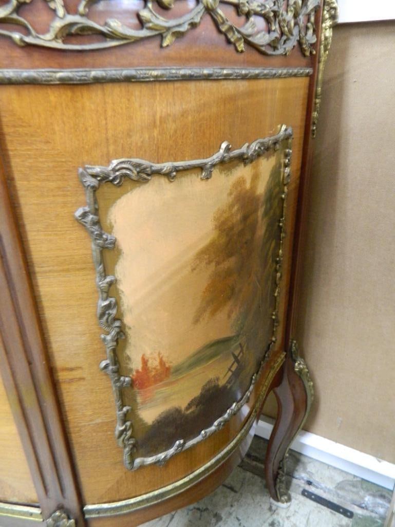 Louis XV Style French Accented Lighted Bar Cabinet - Hand Painted - 35" x 42" x 19.5" - 4