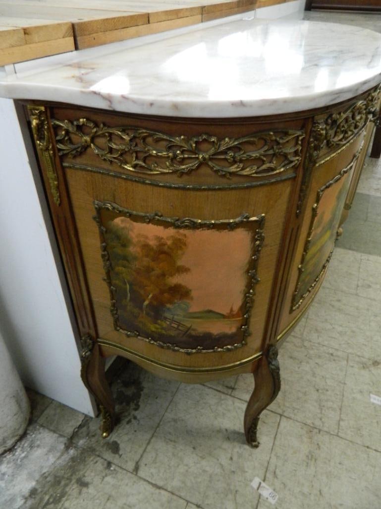 Louis XV Style French Accented Lighted Bar Cabinet - Hand Painted - 35" x 42" x 19.5" - 5