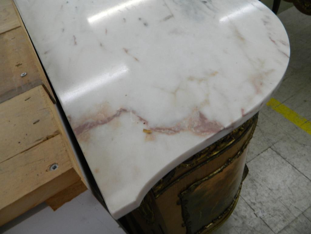 Louis XV Style French Accented Lighted Bar Cabinet - Hand Painted - 35" x 42" x 19.5" - 6