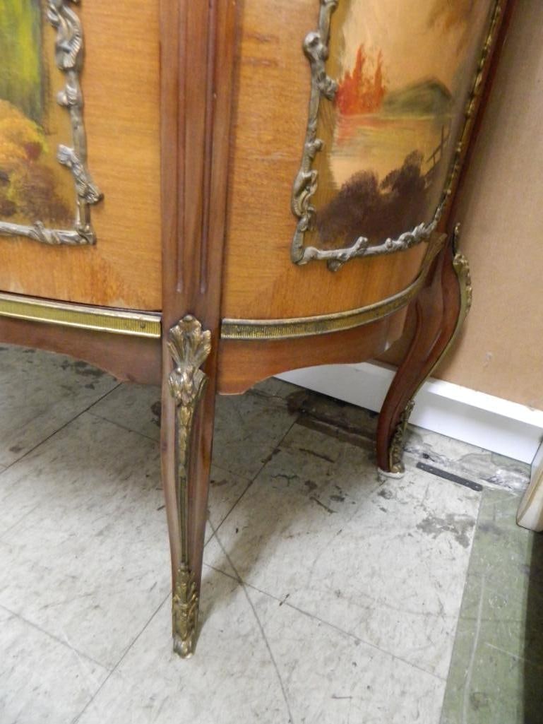 Louis XV Style French Accented Lighted Bar Cabinet - Hand Painted - 35" x 42" x 19.5" - 7