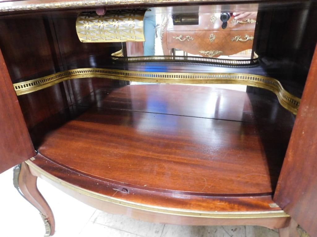 Louis XV Style French Accented Lighted Bar Cabinet - Hand Painted - 35" x 42" x 19.5" - 8