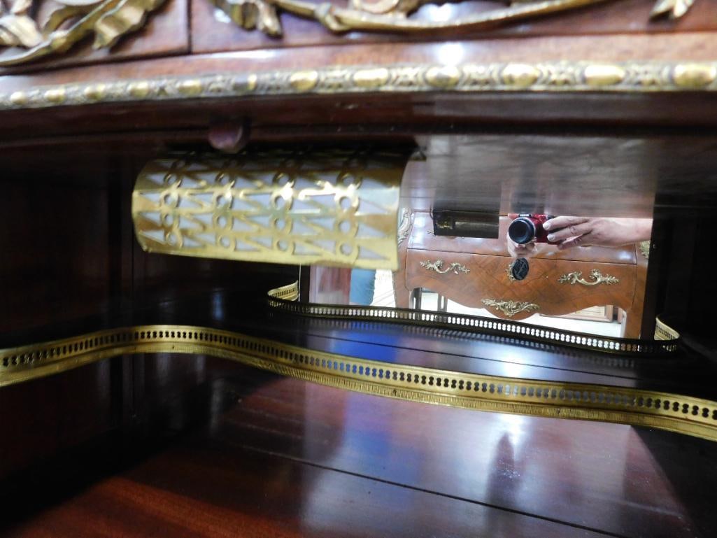 Louis XV Style French Accented Lighted Bar Cabinet - Hand Painted - 35" x 42" x 19.5" - 9