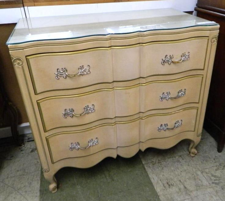 Dixon Furniture - Orleans Collection - 3 Drawer Dresser - Glass Top - 33" x 36" x 20": See Photos For Condition and Details