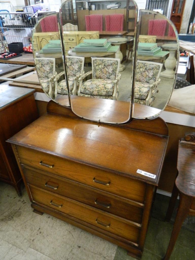 3 Drawer Dresser with Bat Wing Mirror - 61" x 39" x 18" - 8