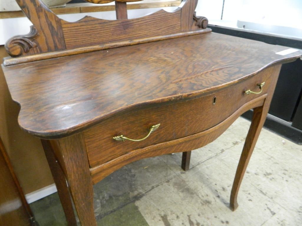 1 Drawer Oak Vanity with Mirror - 63.5" x 32" x 18" - 4