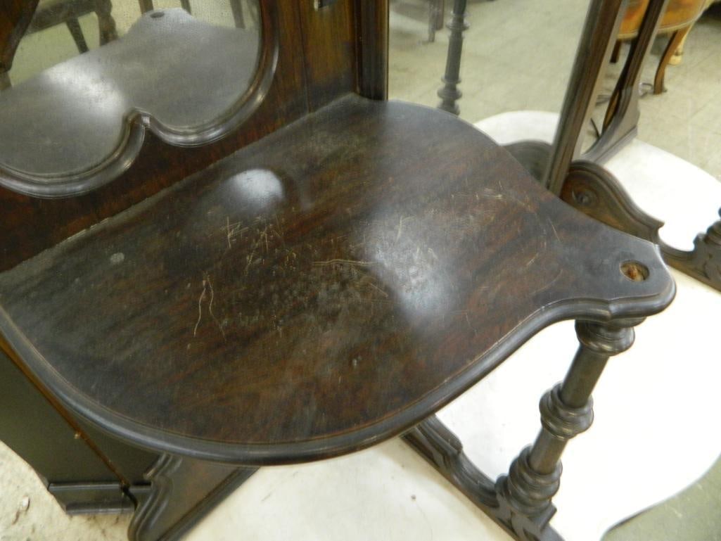 Victorian Walnut Etagere with Marble and Full Length Mirror - 82" x 55" x 19" - 5
