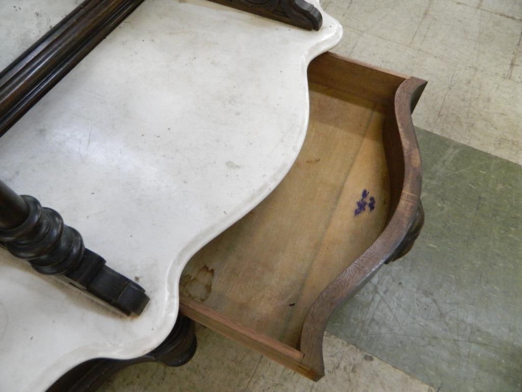 Victorian Walnut Etagere with Marble and Full Length Mirror - 82" x 55" x 19" - 7