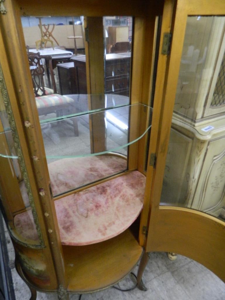 French Louis XV Style Bow Front Lighted Curio Cabinet - 56" x 27" x 13.5" - 7