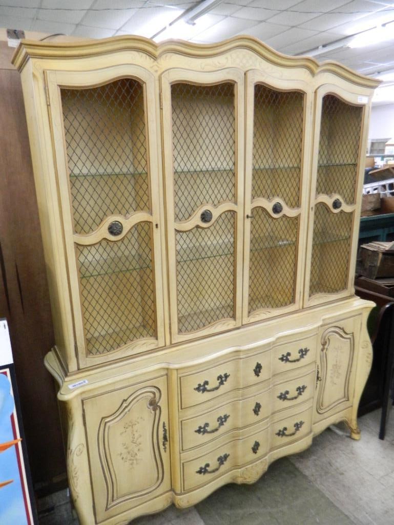 French Provincial 2 Piece Breakfront / China Cabinet - 82.5" x 66" x 16" - 11
