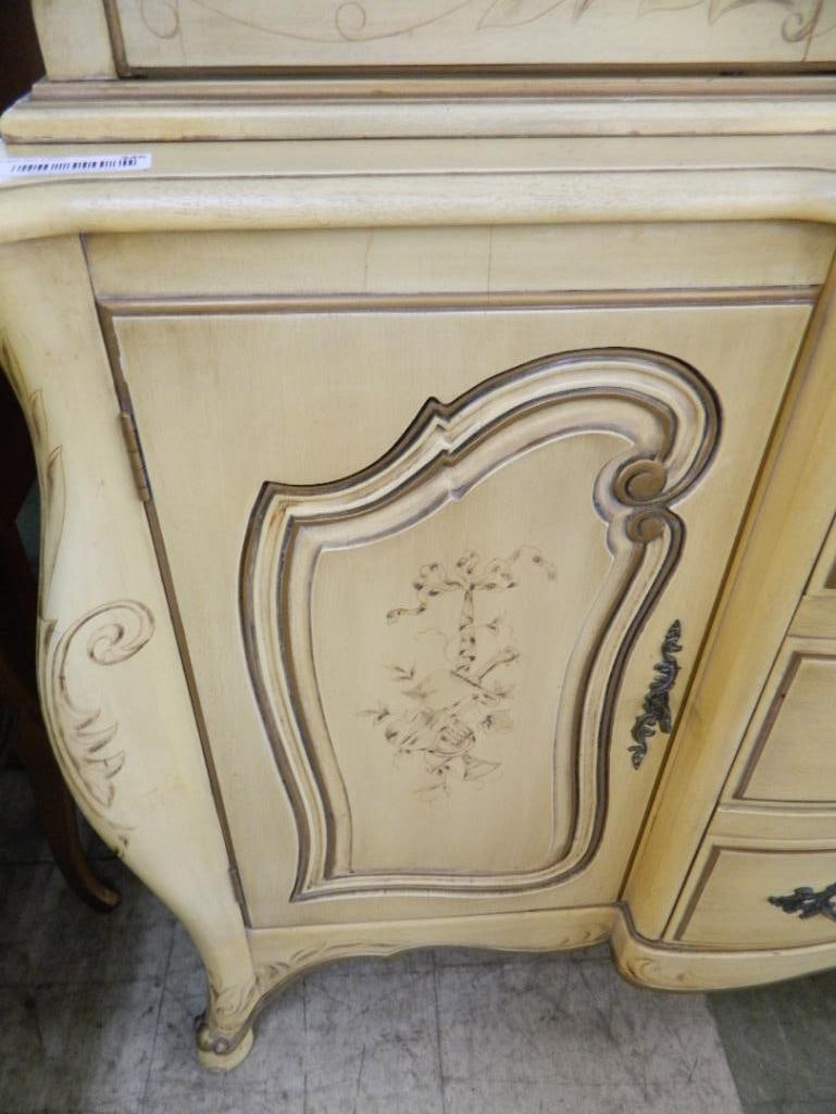 French Provincial 2 Piece Breakfront / China Cabinet - 82.5" x 66" x 16" - 6