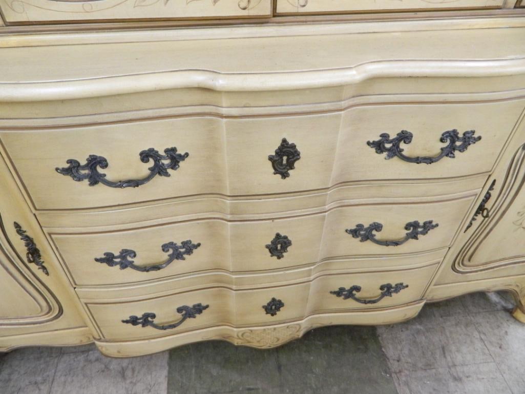 French Provincial 2 Piece Breakfront / China Cabinet - 82.5" x 66" x 16" - 7