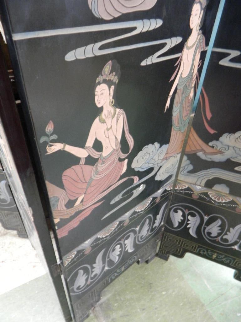 6 Panel Chinese Screen / Room Divider - Carved and Painted - 72" x 108" - 14